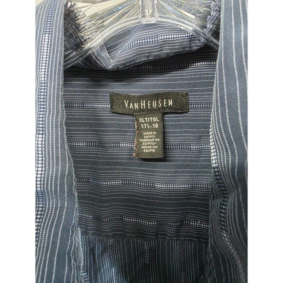 VAN HEUSEN - Men's Button up Short Sleeve Shirt - XLT 17.5-18 - Blue - Picture 2 of 6